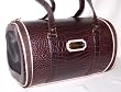 Designer Dog Carrier - Faux Croc Pet Carrier - Brown with Pink Trim - Medium