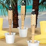 Mini Bamboo Tiki Torches (Case Of 12) Luau Party Tabletop Lighting