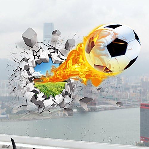 Topbizone Special Effects 3D Football Wall Paper Background Decor Removable Livingroom Bedroom Hall Kitchen Toilet Children Study Room Sticker