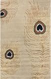 Hand-Tufted Wool NEW Area Rug Modern Grey 5x8 Peacock