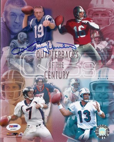 Johnny Unitas Autographed Baltimore Colts 8x10 Photo (with Dan Marino, Joe Montana, and John Elway)