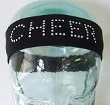 "CHEER" Rhinestone Studded Stretch Headband (Black)