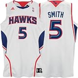 Men's Josh Smith #5 Atlanta Hawks Embroidered NBA Swingman Basketball Jersey by Adidas (White-Navy)(Size=XX-LARGE)