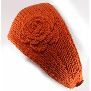 Buy 100% Handmade Thin Knit Flower Headband best for Ponytail Styling, Orange by NYGIftStop Headband