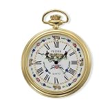 Pedre Gold-Tone Swiss Farmer Design Pocket Watch with Chain # 8790GX