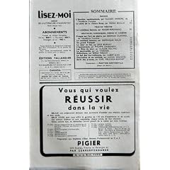 LISEZ MOI N? 20 du 01-06-1954 SOMMAIRE - ROMANS - L'ELECTION SENTIMENTALE PAR CLAUDE FARRERE - LE PONT DE LA RIVIERE KWAI PAR PIERRE BOULLE - PIECE DE THEATRE - LA TROISIEME FEMME PAR ROGER-FERDINAND - NOUVELLES CHRONIQUES POEMES ET VARIETES - PROPOS SUR L'ART DE PLAIRE PAR GEORGES DUHAMEL - LE MECHANT HOMME PAR DOMINIQUE ROLIN - UN GRAND FRANCAIS - LE COEUR EN FEU PAR JEAN BURNAT - L'APAISEMENT PAR PHILIPPE CHABANEIX - LES FILMS DU JOUR PAR CLAUDE ROLAND - LE DEMI-SOLDE PAR LA VARENDE - DEFI...