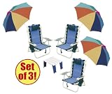 51%2B1yR7iARL. SL160  Set of 3  Rio Ultimate Backpack Beach Chair w/ Upper Storage Pouch & Lower Insulated Cooler pouch & 4 inch clamp on chair umbrellas   Plus A Beach Table