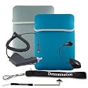 Kindle DX Kroo Reversible Sleeve (Dark Blue/Gray) + USB Data Cable + Black Car Charger + Black E-Reader Light + Determination Strap (Combo)