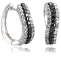 Sterling Silver Black and White Diamond Earrings (1 cttw)