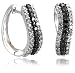 Sterling Silver Black and White Diamond Earrings, (1 cttw)