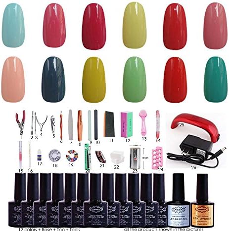 NDDN - UV Gel Nail Kits Base And Top Coat Gel Polish Kit With UV Light Nail Polish Tools Kit LED Gel System#12G-002