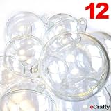 eCrafty EC-5426 12-Pack Clear Plastic Acrylic Fillable Ball Ornaments, 2-Inch