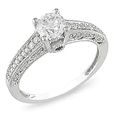 14k Gold 1ct TDW and Pink Sapphire Engagement Ring