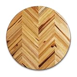 Proteak Teak Cutting Board Circle 14-by-1-1 2-Inch Herringbone Grain by Proteak Renewable Forestry