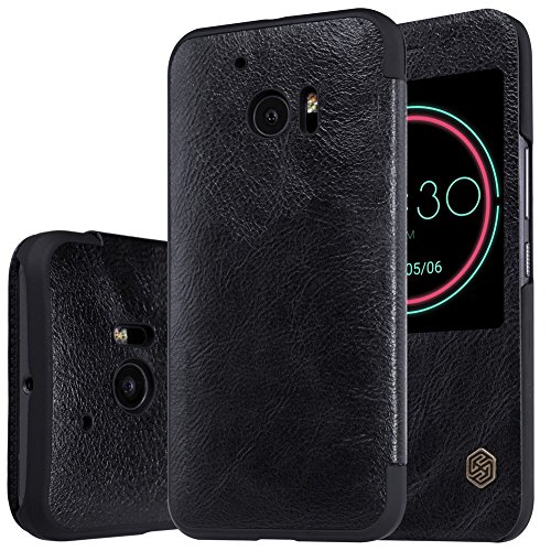 HTC 10 Leather Case, Yaker Ultra Slim Smart Case - Lightweight, Premium Leather, Hard Shell Case for HTC One M10(Black)
