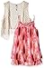 Beautees Girls' Printed Tank Top Fringe Vest and Necklace