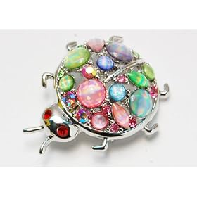 Summer Fun Cute Colorful Rhinestone Ladybug Brooch