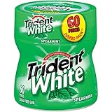 Trident White Sugar Free Gum, Spearmint, 60-Piece Bottle (Pack of 4)
