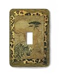 Leopard with Safari Print Border Decorative Steel Switchplate Cover