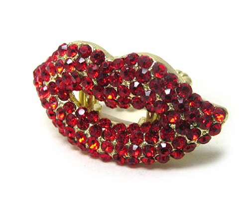 Buy Goldtone Valentine Red Crystal Lips Stretch Fashion Ring