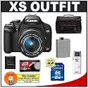 Canon Digital Rebel XS 10.1MP Digital SLR Camera (Black) + Canon EF-S 18-55mm IS Lens + Spare LP-E5 Battery + 16GB Card + Gadget Bag