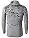 H2H Mens Unique Slim fit Fashionable Designed Shirring Long Sleeve T-shirts GRAY US L/Asia XL (KMTTL0252)