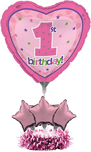 Creative Converting Balloon Centerpiece Kit, 1st Birthday Girl