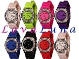 Montre Femme Strass LovaLuna-Bracelet Silicone-Analogique-Quartz-Disponible en 7 coloris!