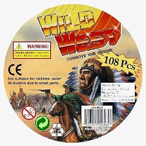 Wild West Cowboys and Indians Playset: 108 Piece Bucket of 2 inch Figures, Covered Wagons,... by McToy