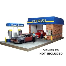 Car Wash Diorama For 1:24 Diecast Cars With 4 Family Figures 1/24
