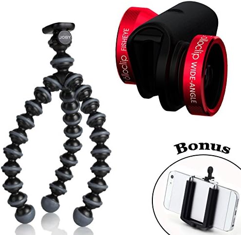 olloclip 4-in-1 Pocket-Sized Lens Kit (Black/Red) for iPhone 6/6 Plus with Mini Flexible Travel Tripod