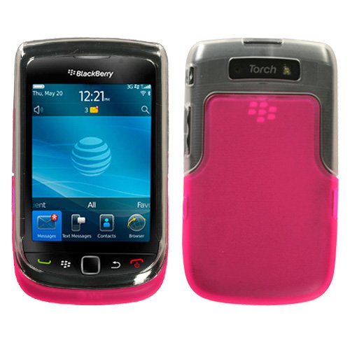MyBat BlackBerry Torch 9800 Gummy Cover – Transparent Clear/Pink