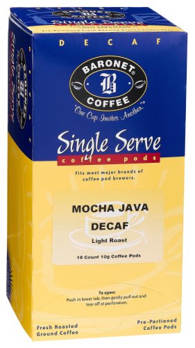 Baronet Coffee Decaf Mocha Java Coffee Pods, 18-Count Boxes (Pack of 4)