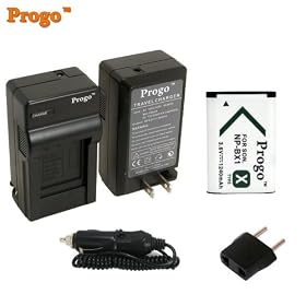 Progo Power Pack (One Li-Ion Rechargeable Batteries and Pocket Travel AC/DC Wall Charger with Car Adapter & US to European plug) for Sony NB-BX1, DSC-RX100