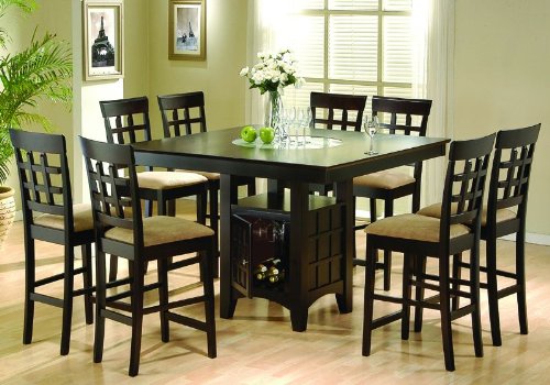 Cappuccino Finish Counter Height Dining Table Chair Set On Sale
