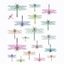 Instant Murals 19 Dragonfly Wall Transfer Stickers - Pastel Watercolor
