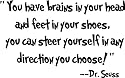 Dr seuss you have brains in your head and feet in your shoes you can steer yourself in any direction you choose wall art wall sayings