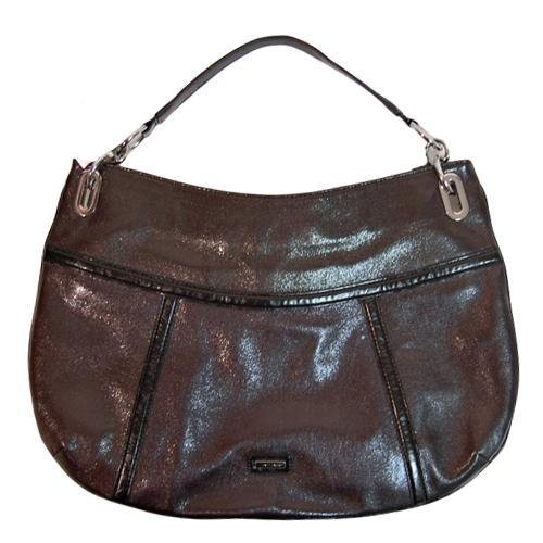 TAHARI MANHATTAN NOIR BLACK SHIMERY HOBO TOTE HANDBAG