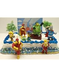 Toy: The Simpsons 11 Piece Birthday Cake Topper Set Featuring Bart, Homer, Millhouse, Lisa, The Collector, Pie Man, Clobber Girl, Stretch Dude and Decorative Themed Accessories - The Simpsons