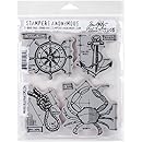 Stampers Anonymous Tim Holtz Cling Rubber Mariner Blueprint Stamp Set, 7 x 8.5"