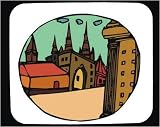 Decorated Mouse Pad with colony, "Austria Hungary", road, structure, apartment, tower, Europe, architecture, building