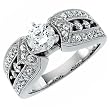 14K White Gold Classic Diamond Engagement Ring (Center stone is not included)