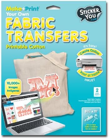 Sticker You Make and Print Your Own Fabric Transfers, Two 8.5 x 11" Sheet