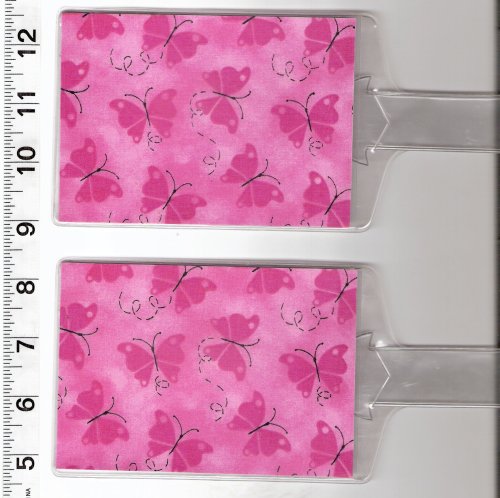 Set of 2 Oversize Luggage Tags Butterfly Pink