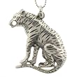 Tiger Pendant with 1.2mm Ball Chain 16 to 18" Adjustable Necklace