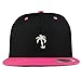 Trendy Apparel Shop Palm Tree Solid White Embroidered Premium 2-Tone Flat Bill Snapback Cap - Black Pink