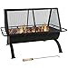Sunnydaze Northland Fire Pit Grill with Spark Screen, Wood Burning Cooking Grate, 36 Inch