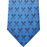 Lacrosse Crossed Sticks Tie Blue - 100% Silk