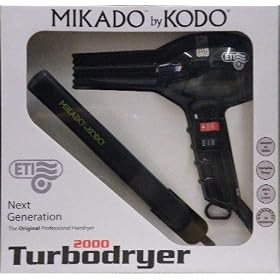 MIKADO By Kodo hair straighteners + ETI Turbodryer gift pack - BLACK