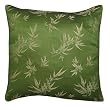 Decorative Handmade Silky Green & Gold Cushion Cover / Pillow Sham - Chinese Bamboo Leaves Design
